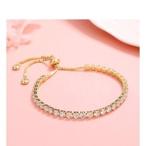 Swarovski crystal adjustable tennis bracelet 14k gold plated